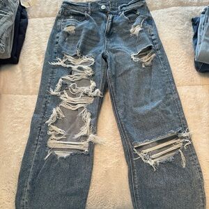 American Eagle Outfitters Ripped Blue Boyfriend Jeans